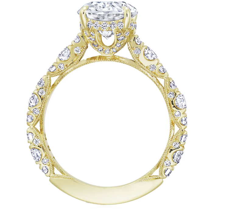 18K Yellow Gold Cathedral Semi Mount Engagement Ring