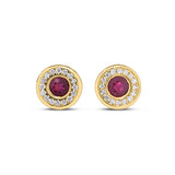 18K Yellow Gold Stud 0.40ctw Ruby Earrings