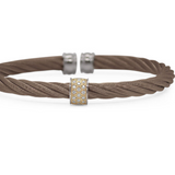 ALOR Chocolate Cable 5mm Single Barrel Cuff with 18kt Yellow Gold & Diamonds
