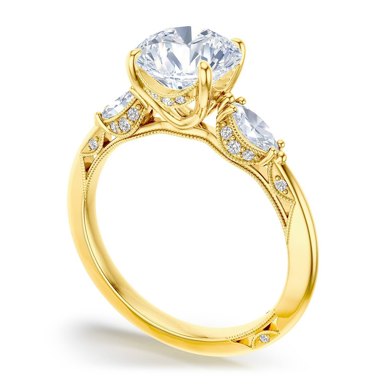 Round 3-Stone Engagement Ring