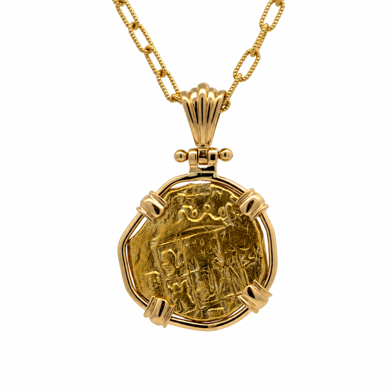 1733 Fleet Two Escudo Treasure Coin Pendant in 18K Gold