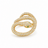 18K Yellow Gold 1.10 ctw Snake Diamond Women's Ring