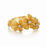 14K Yellow Gold 0.04 ctw Flower Diamond Women's Ring