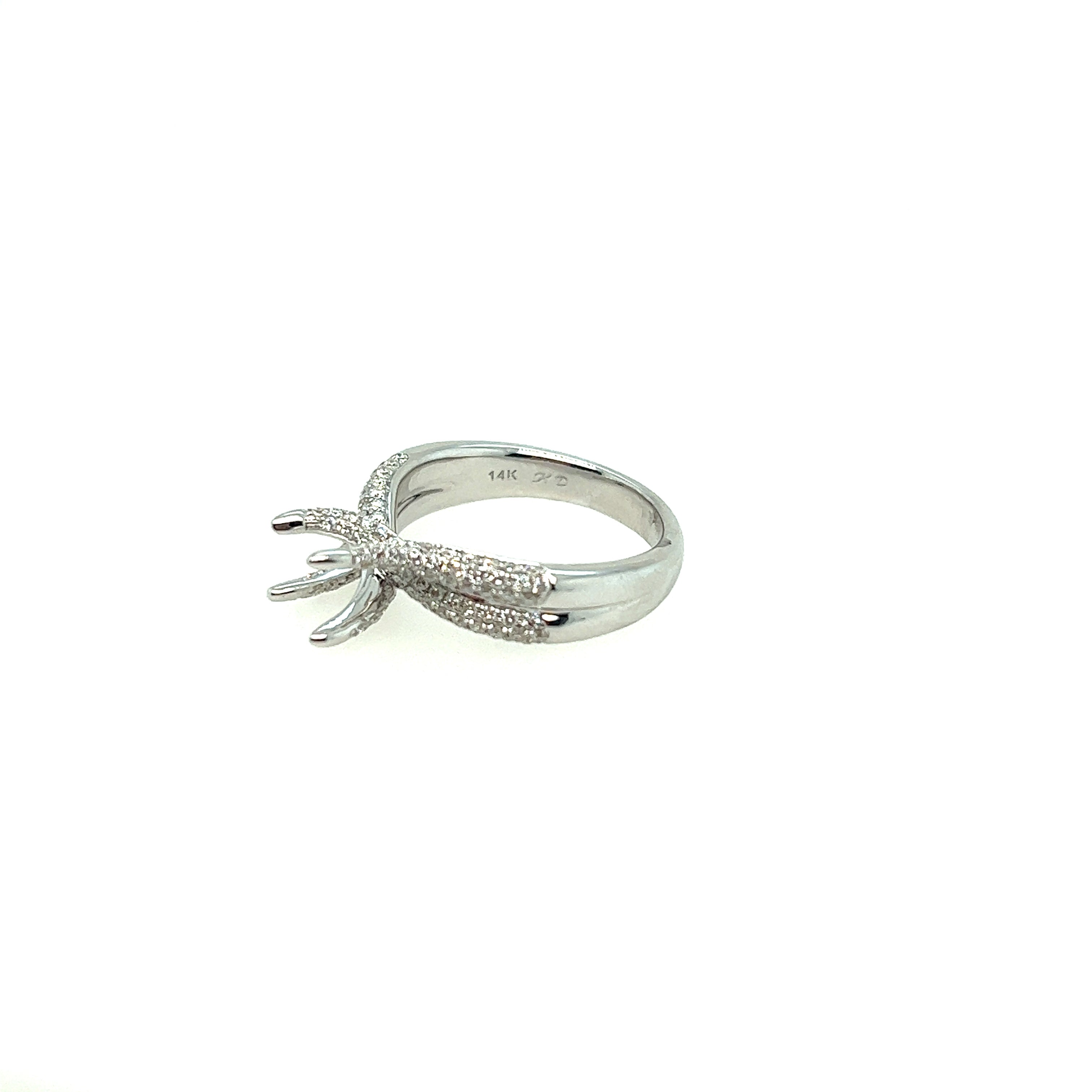 Crossed Twisted Diamond Semi Mount Ring