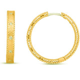 18K Yellow Gold 0.13 ctw Medium Hoop Diamond Earring