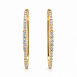 18K Yellow Gold 1.03 ctw Medium Hoop Diamond Earring