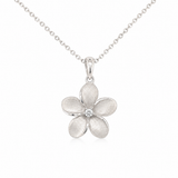 14K White Gold 0.04 ctw Plumeria Diamond Pendant/Charm