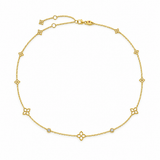 18K Yellow Gold 0.06 ctw Flower Station Diamond Necklace