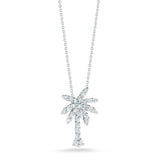 18K White Gold 0.19 ctw Palm Tree Diamond Necklace