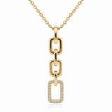 14K Yellow Gold 0.10 ctw Paperlink Style Pendant Diamond Necklace