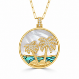 14K Yellow Gold 0.25 ctw Palm Tree Island Diamond Necklace
