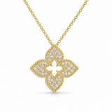 18K Yellow Gold 0.30 ctw Venetian Princess Flower Diamond Necklace