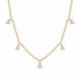 18K Yellow Gold 1.28 ctw 5 Station Diamond Necklace