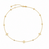 18K Yellow Gold 0.09 ctw Flower Diamond Necklace