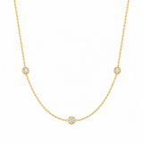 18K Yellow Gold 0.15 ctw 3 Station Diamond Necklace