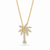 18K Yellow Gold 0.54 ctw Palm Tree Diamond Necklace