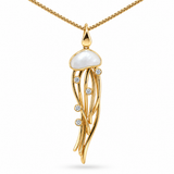 14K Yellow Gold 0.22 ctw Jellyfish Diamond Necklace