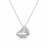 18K White Gold 0.14 ctw Sailboat Diamond Necklace