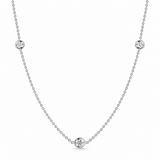18K White Gold 0.15 ctw 3 Station Diamond Necklace