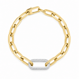 18K Two Tone 0.78 ctw Oval Link Diamond Bracelet