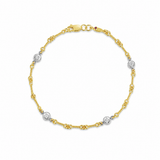 18K Two Tone 0.16 ctw Dogbone Link Diamond Bracelet