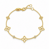 18K Yellow Gold 0.06 ctw Flower Station Diamond Bracelet