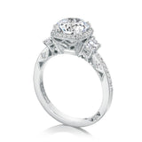 Round with Cushion 3-Stone Engagement Ring