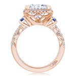 Princess 3-Stone Engagement Ring with Blue Sapphire