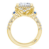Princess 3-Stone Engagement Ring with Blue Sapphire
