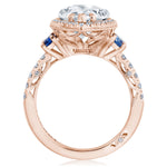 Pear 3-Stone Engagement Ring with Blue Sapphire