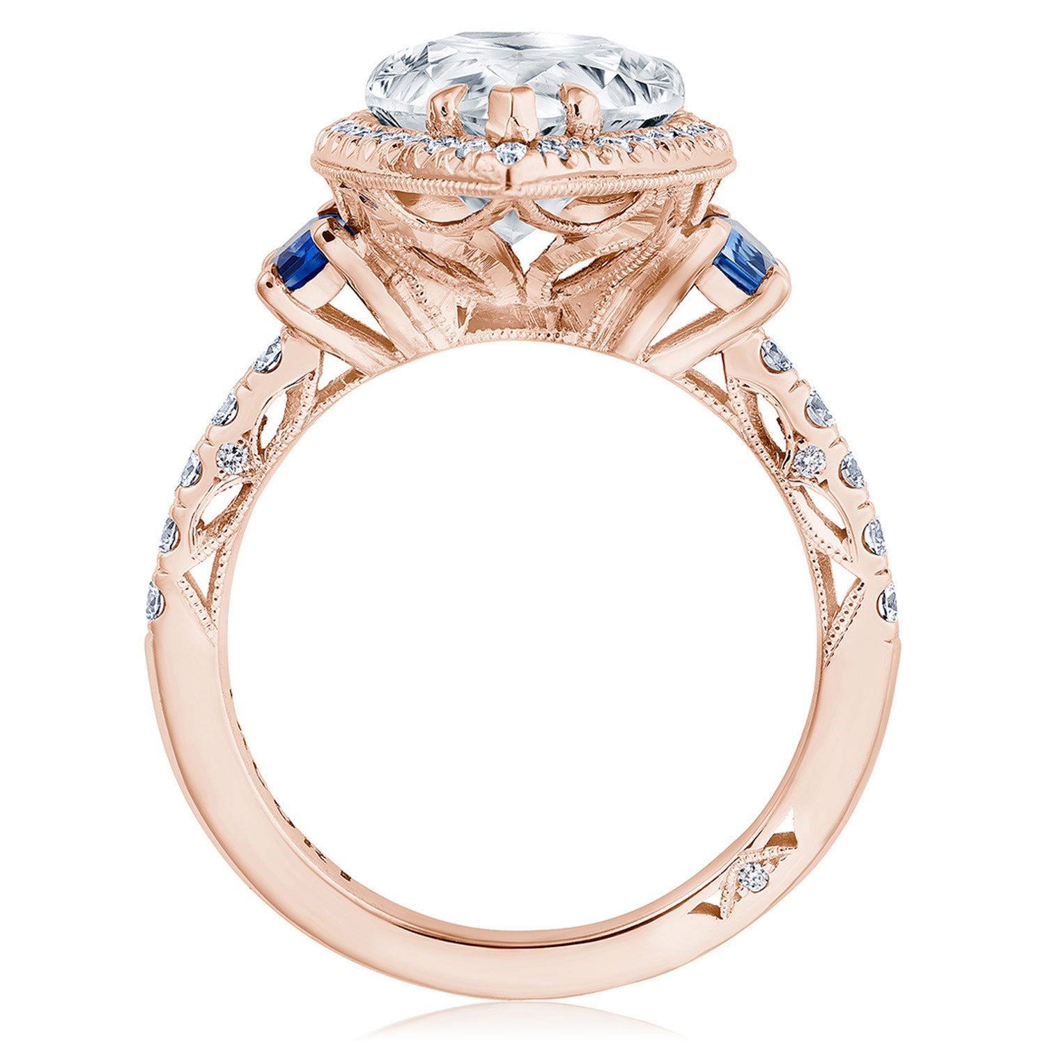 Pear 3-Stone Engagement Ring with Blue Sapphire