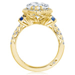 Pear 3-Stone Engagement Ring with Blue Sapphire