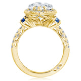 Pear 3-Stone Engagement Ring with Blue Sapphire