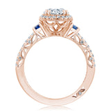 Oval 3-Stone Engagement Ring with Blue Sapphire
