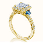 Princess 3-Stone Engagement Ring with Blue Sapphire