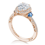 Pear 3-Stone Engagement Ring with Blue Sapphire
