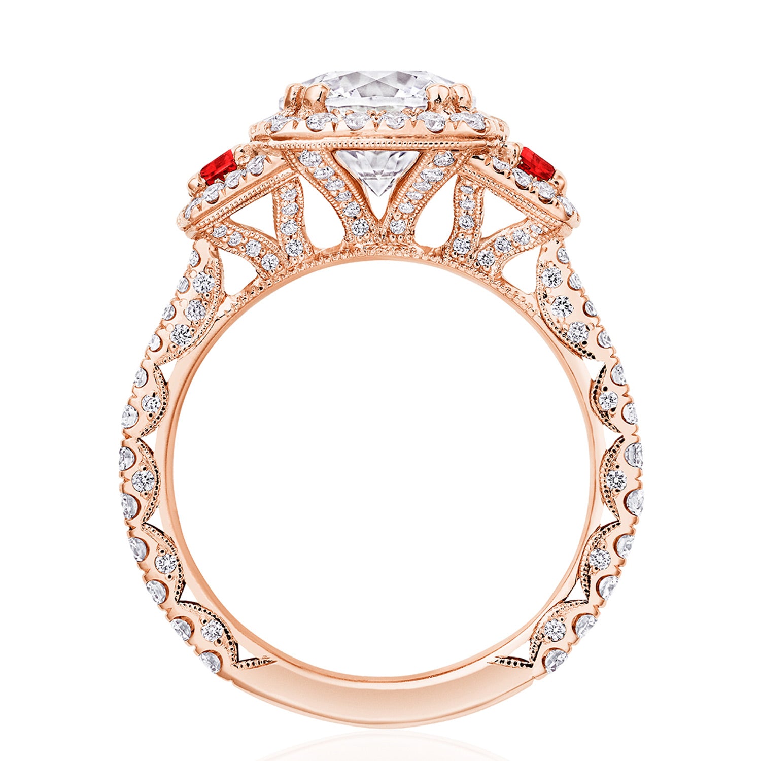 Round with Cushion 3-Stone Engagement Ring