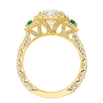 Round with Cushion 3-Stone Engagement Ring