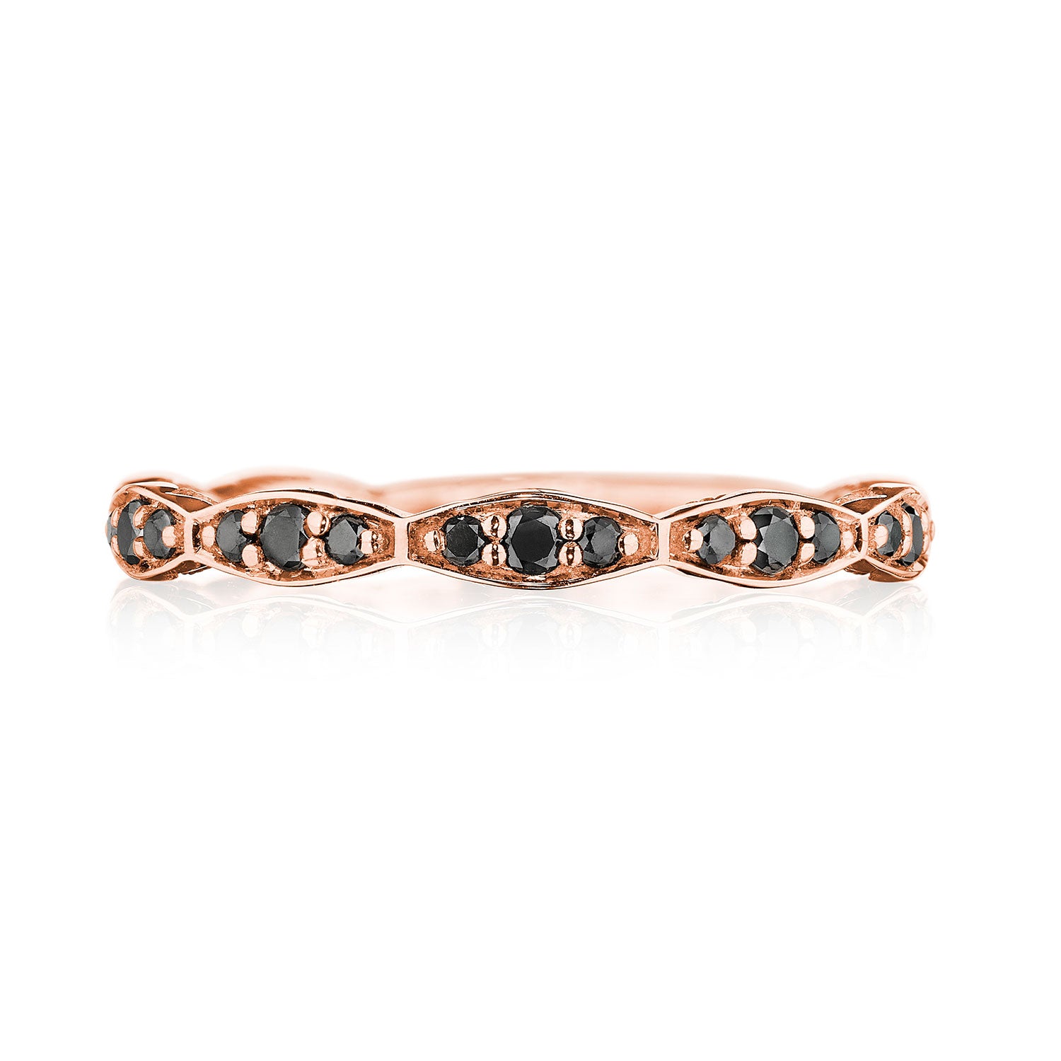 Marquise Design Wedding Band with Black Diamond