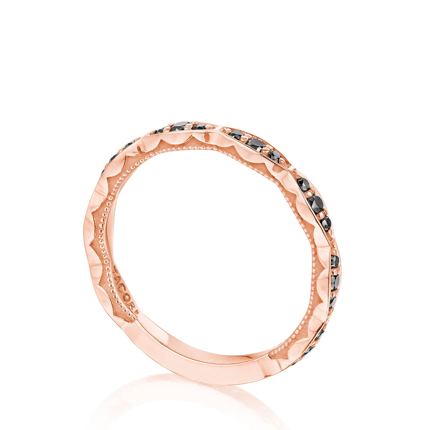 Marquise Design Wedding Band with Black Diamond