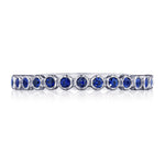 Round Bezel Droplet Wedding Band with Sapphire