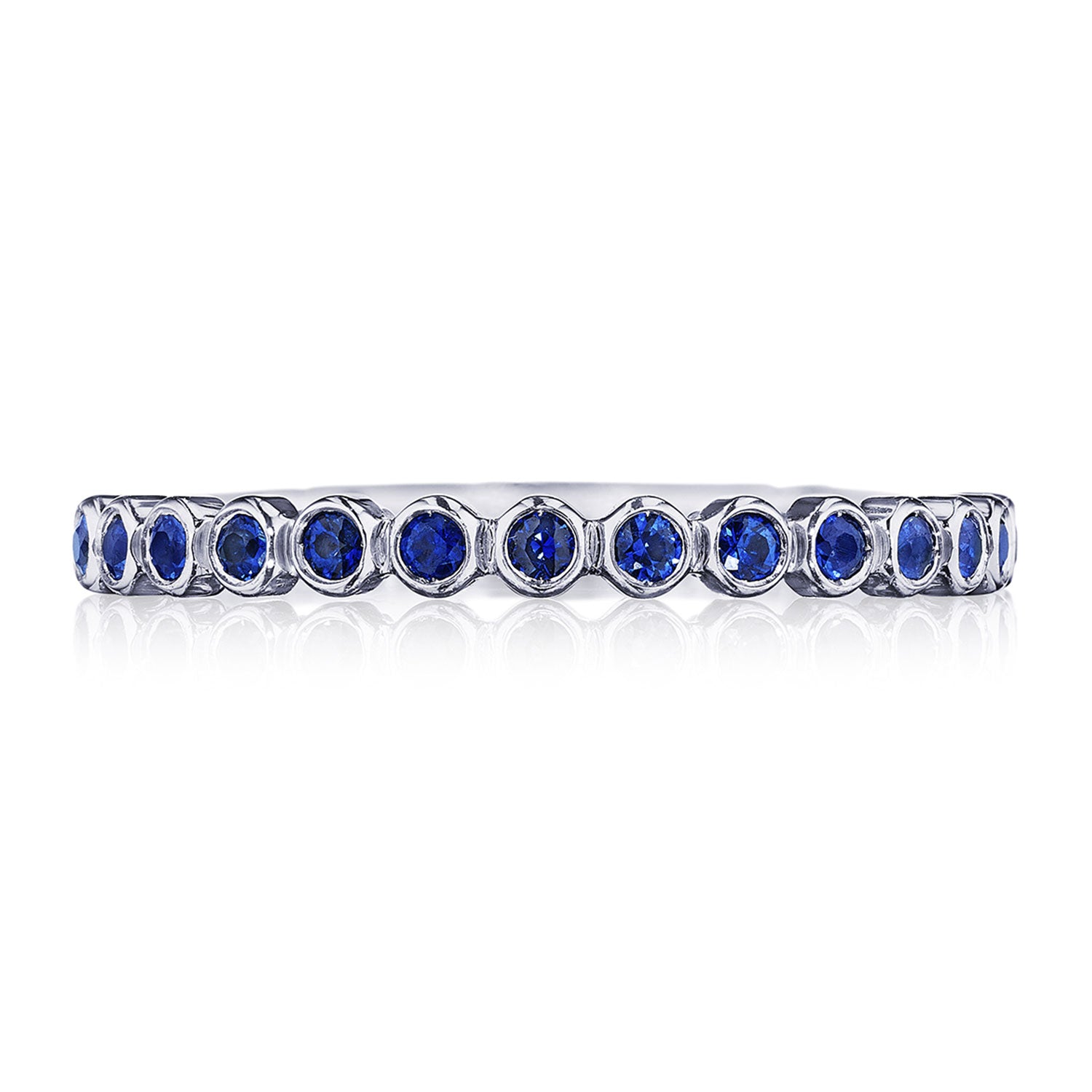 Round Bezel Droplet Wedding Band with Sapphire