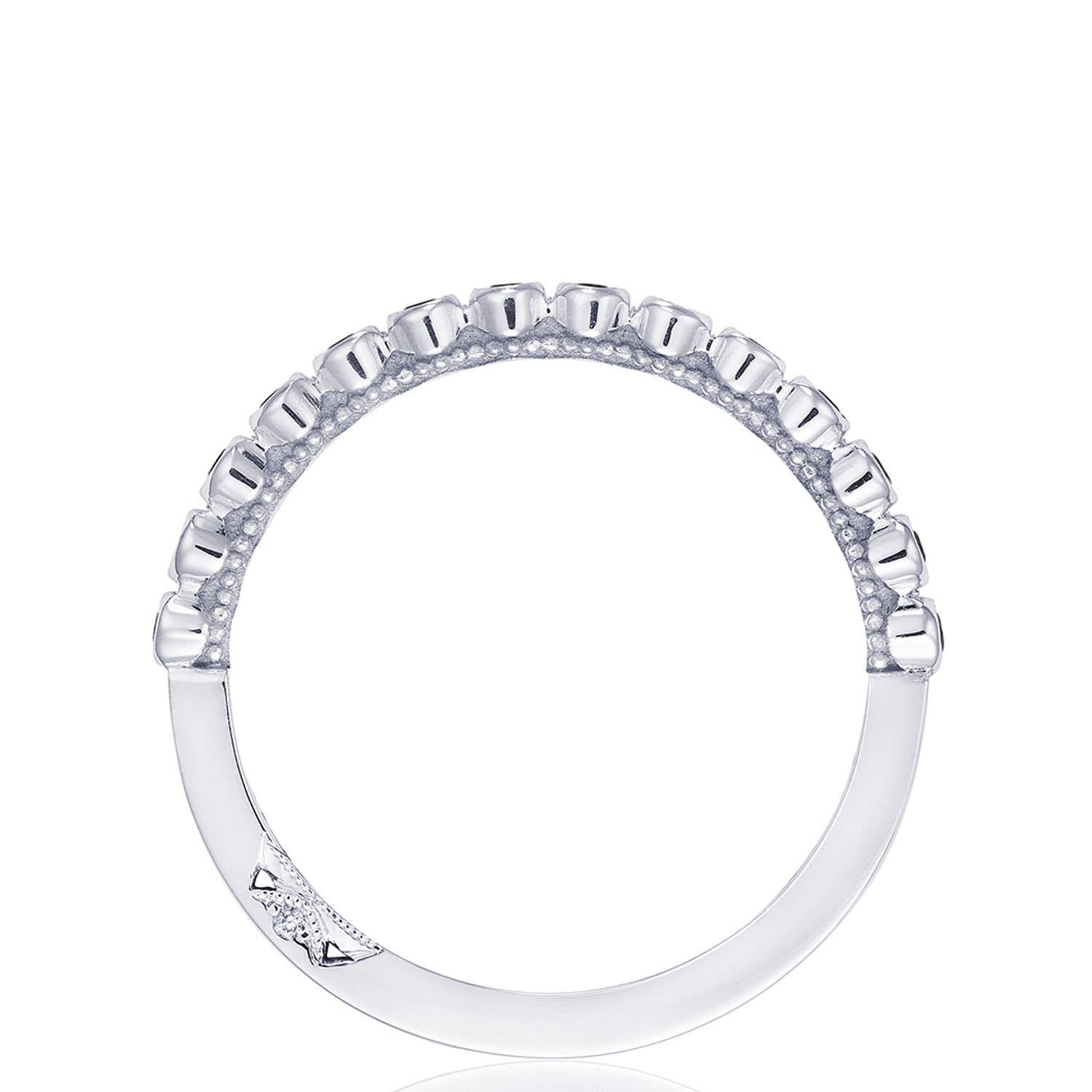 Round Bezel Droplet Wedding Band with Sapphire