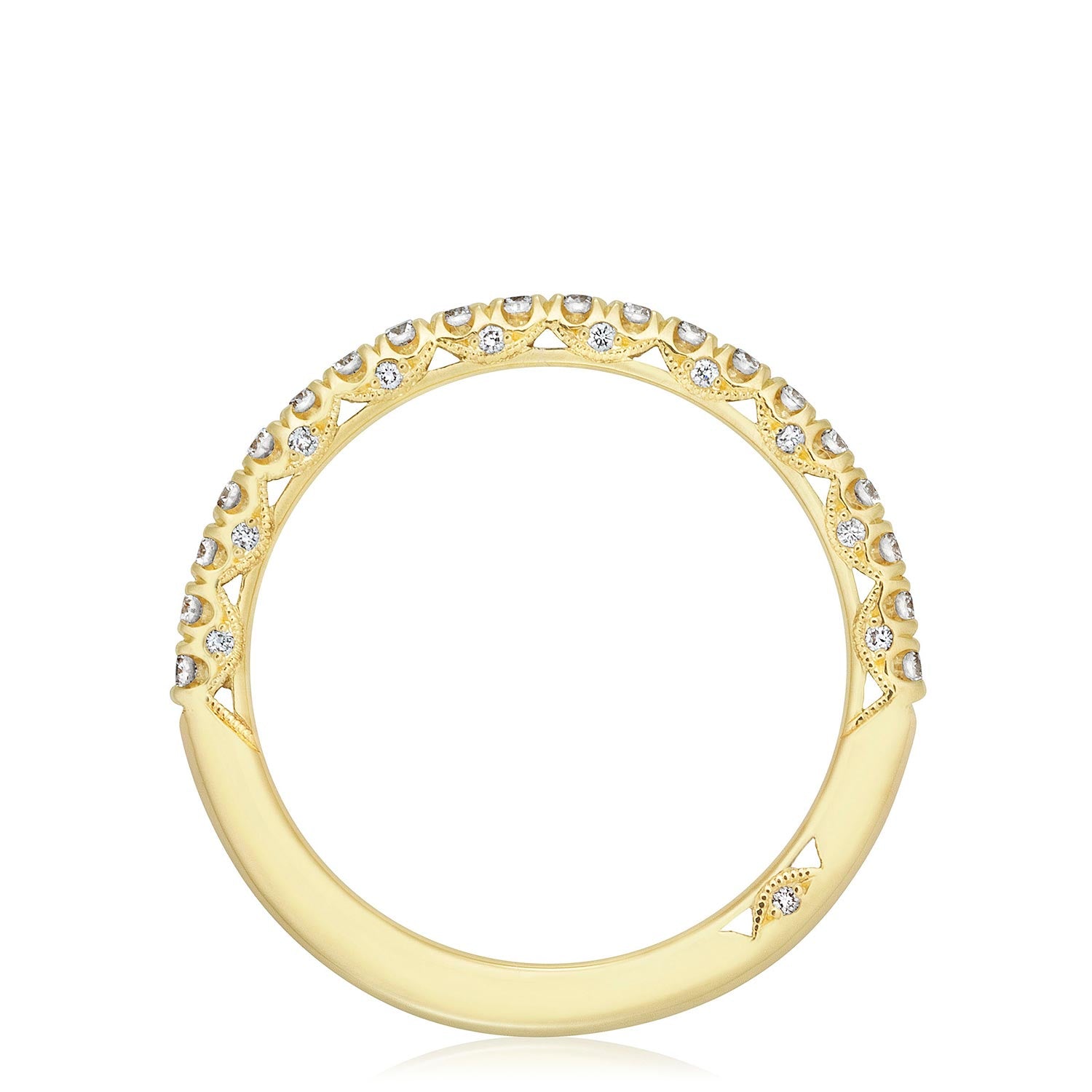 French Pavé Diamond Wedding Band - 2mm