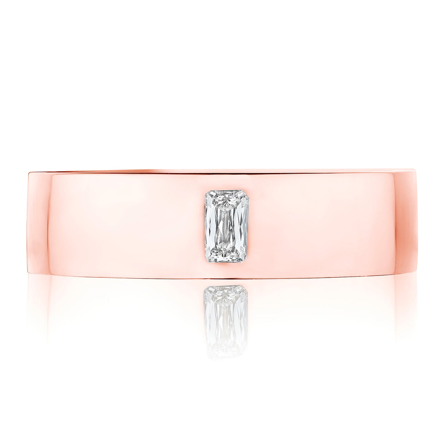 Bezel Set Diamond Wedding Band in High Polish Finish