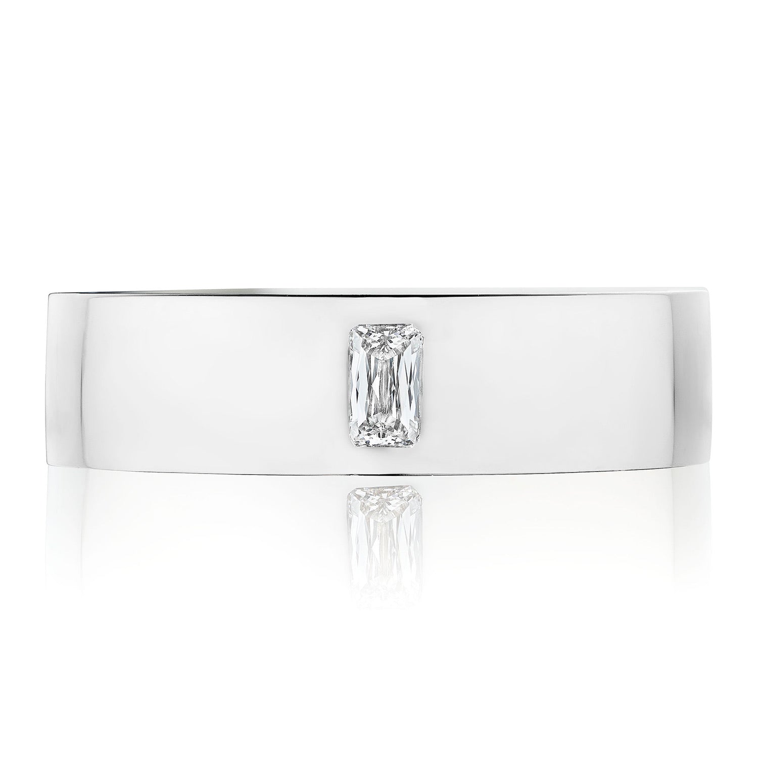 Bezel Set Diamond Wedding Band in High Polish Finish