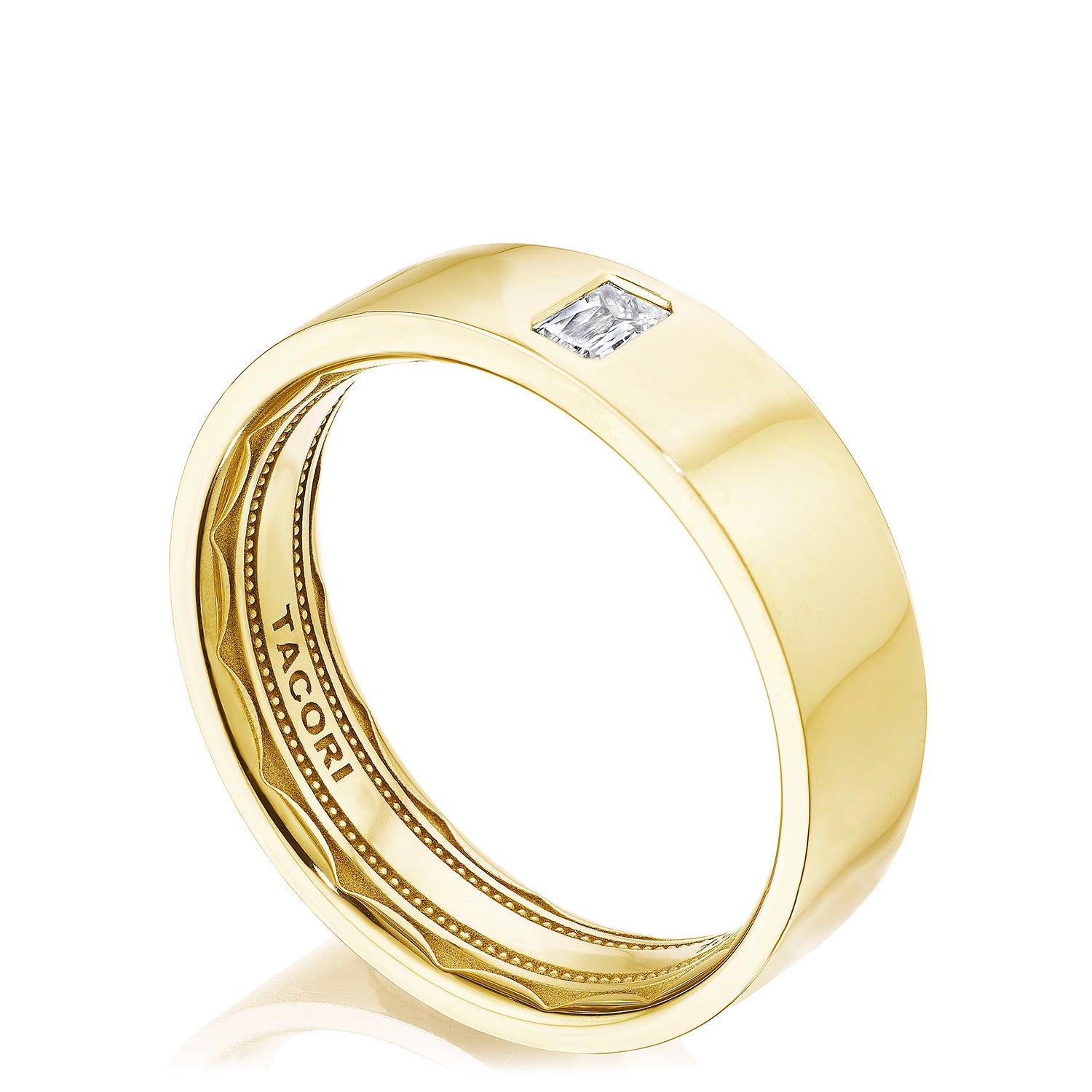 Bezel Set Diamond Wedding Band in High Polish Finish