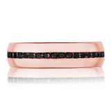 Channel Set Black Diamond in High Polish Finish Wedding Band