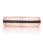 Channel Set Black Diamond in Satin Finish Wedding Band