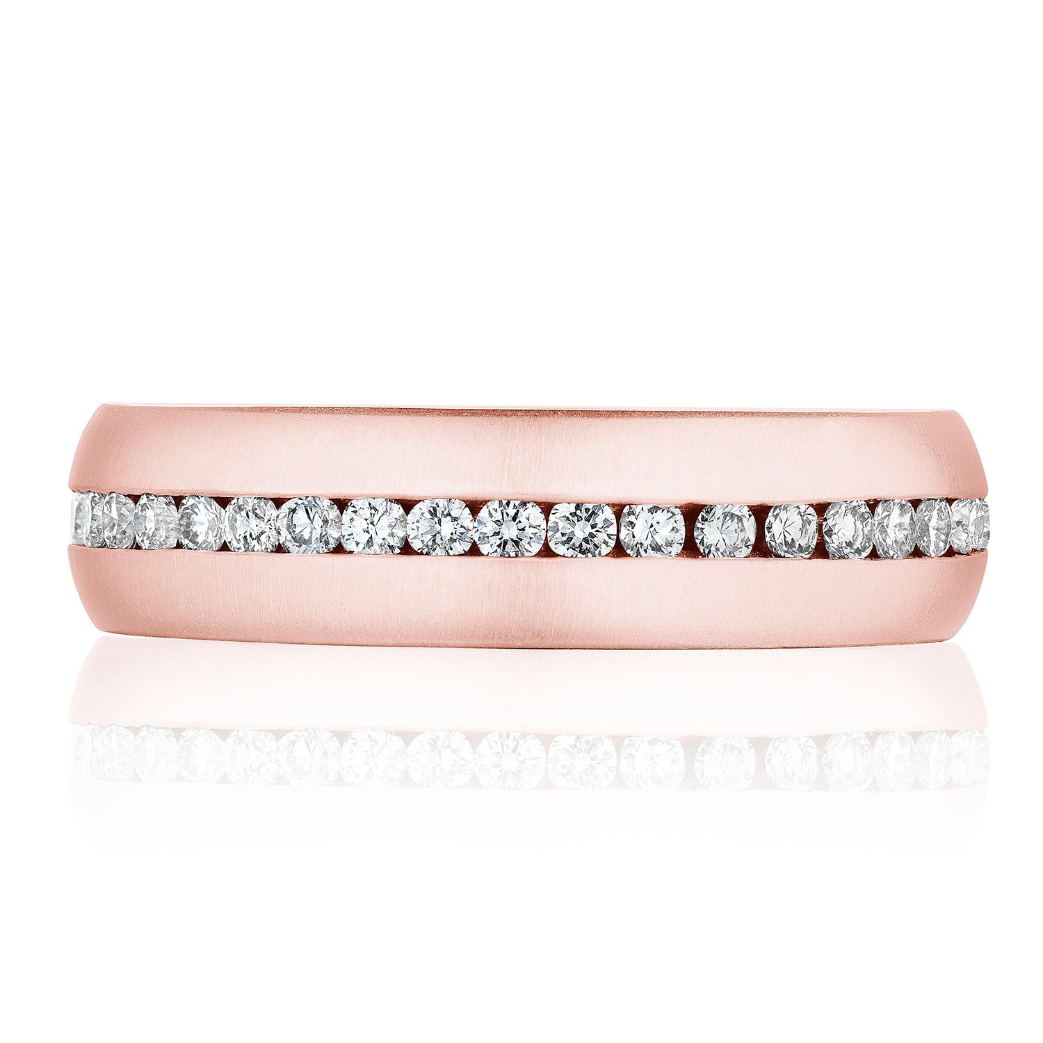 Channel Set Diamond in Satin Finish Wedding Band